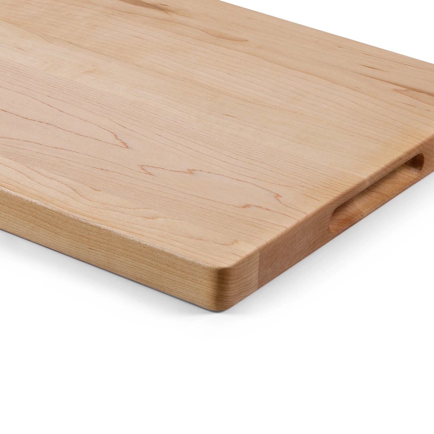 Houten Snijplank Esdoorn 42x30x2,5 cm close-up achterkant met handgreep
