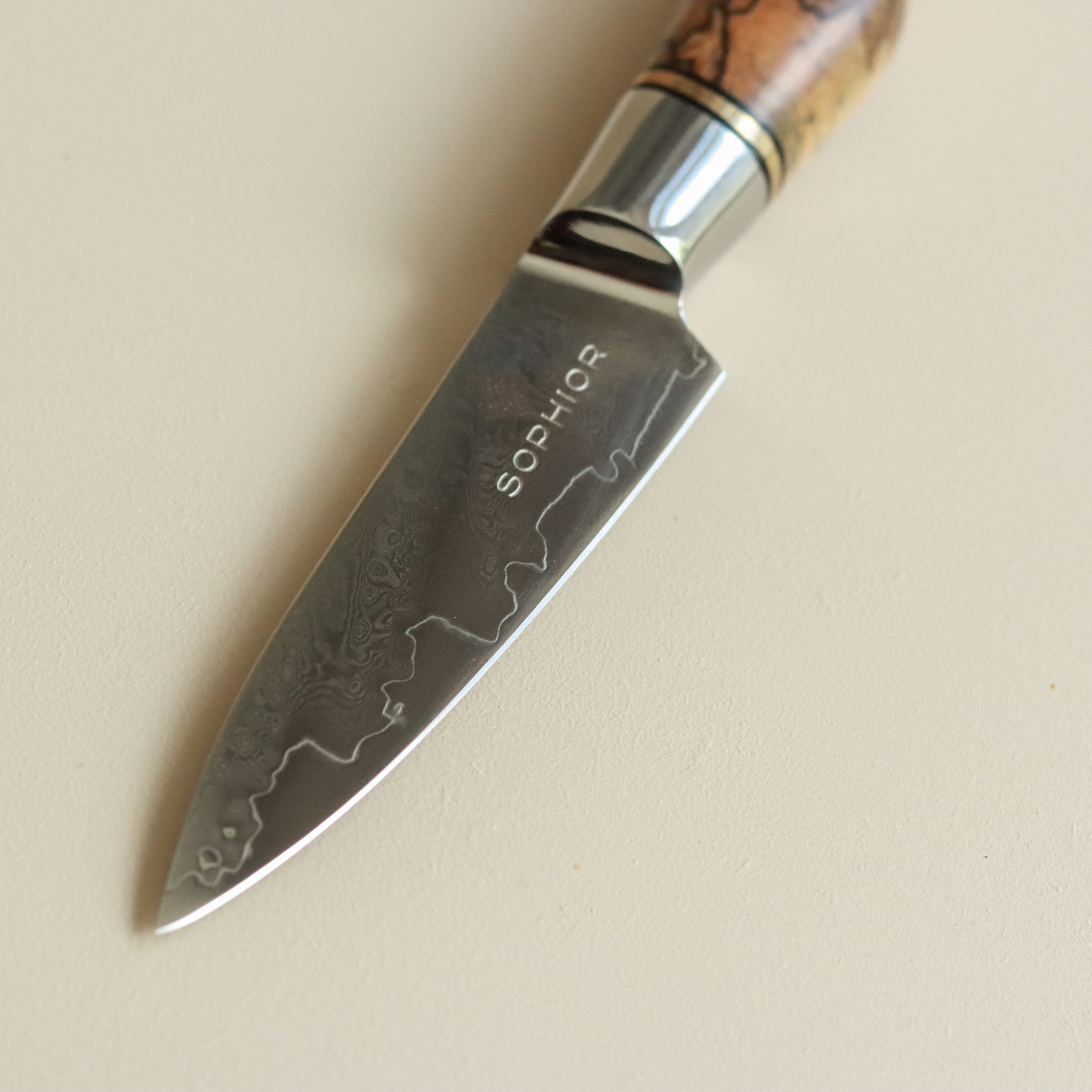 SOPHIOR Schilmes - Elegance Collection bovenaanzicht damaststaal lemmet met golfpatroon