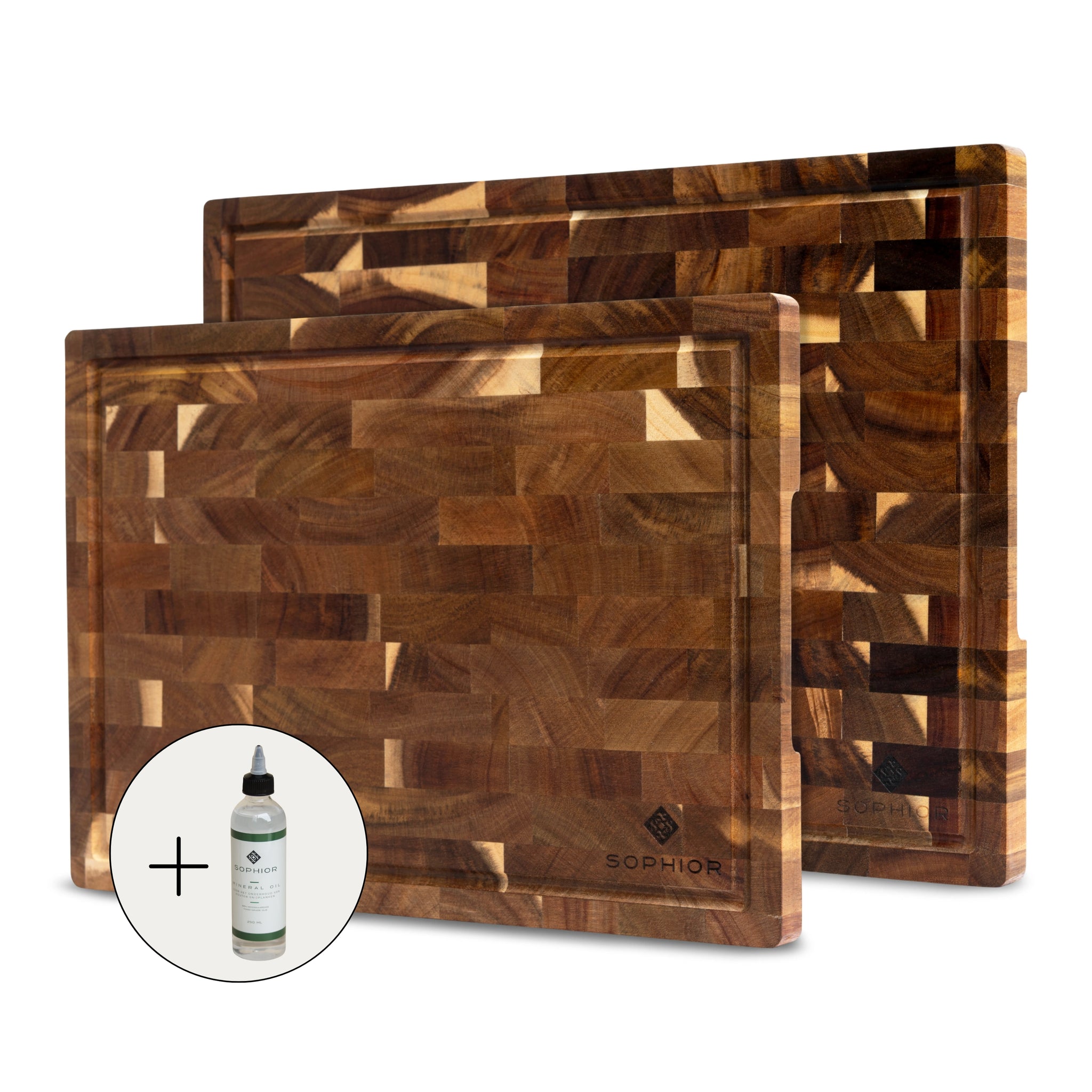Snijplankenset van Acacia Hout - Kopshout - Inclusief Onderhoudsolie