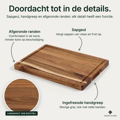 Houten Snijplank Acacia - 42×30×2,8 cm - infographic details