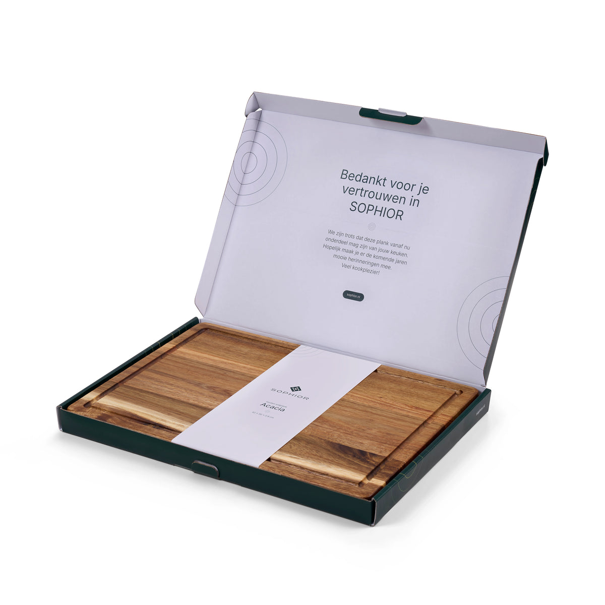 Houten Snijplank Acacia - 42×30×2,8 cm - verpakking open