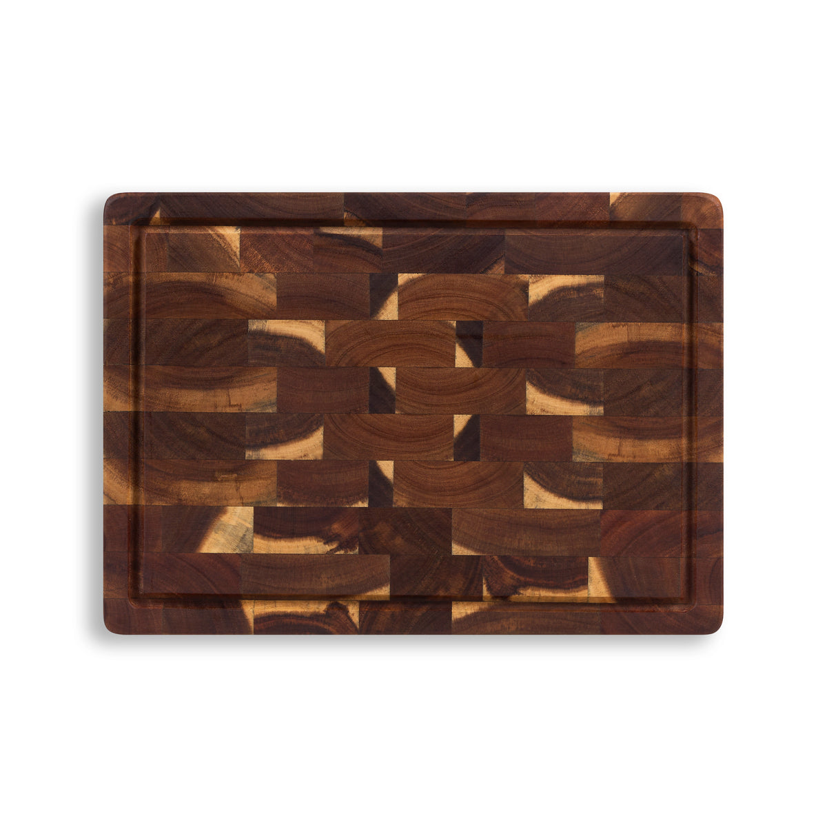 Houten Snijplank Acacia Kopshout - 35×25×3,2 cm - bovenaanzicht sapgootzijde