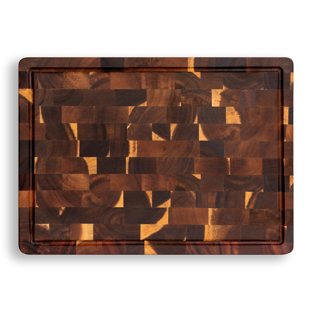 Houten Snijplank Acacia Kopshout - 42×30×3,2 cm - bovenaanzicht sapgootzijde