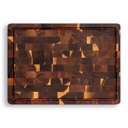 Houten Snijplank Acacia Kopshout - 42×30×3,2 cm - bovenaanzicht sapgootzijde