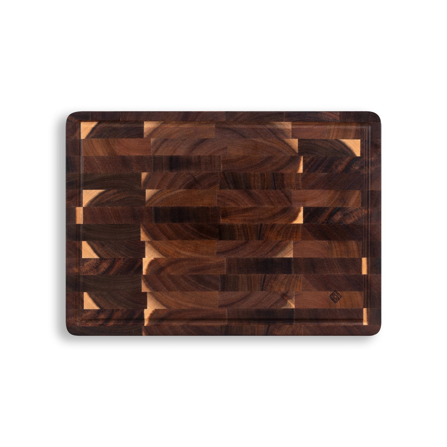 Houten Snijplank Acacia Kopshout 35x25x2,5 cm bovenaanzicht met sapgroef