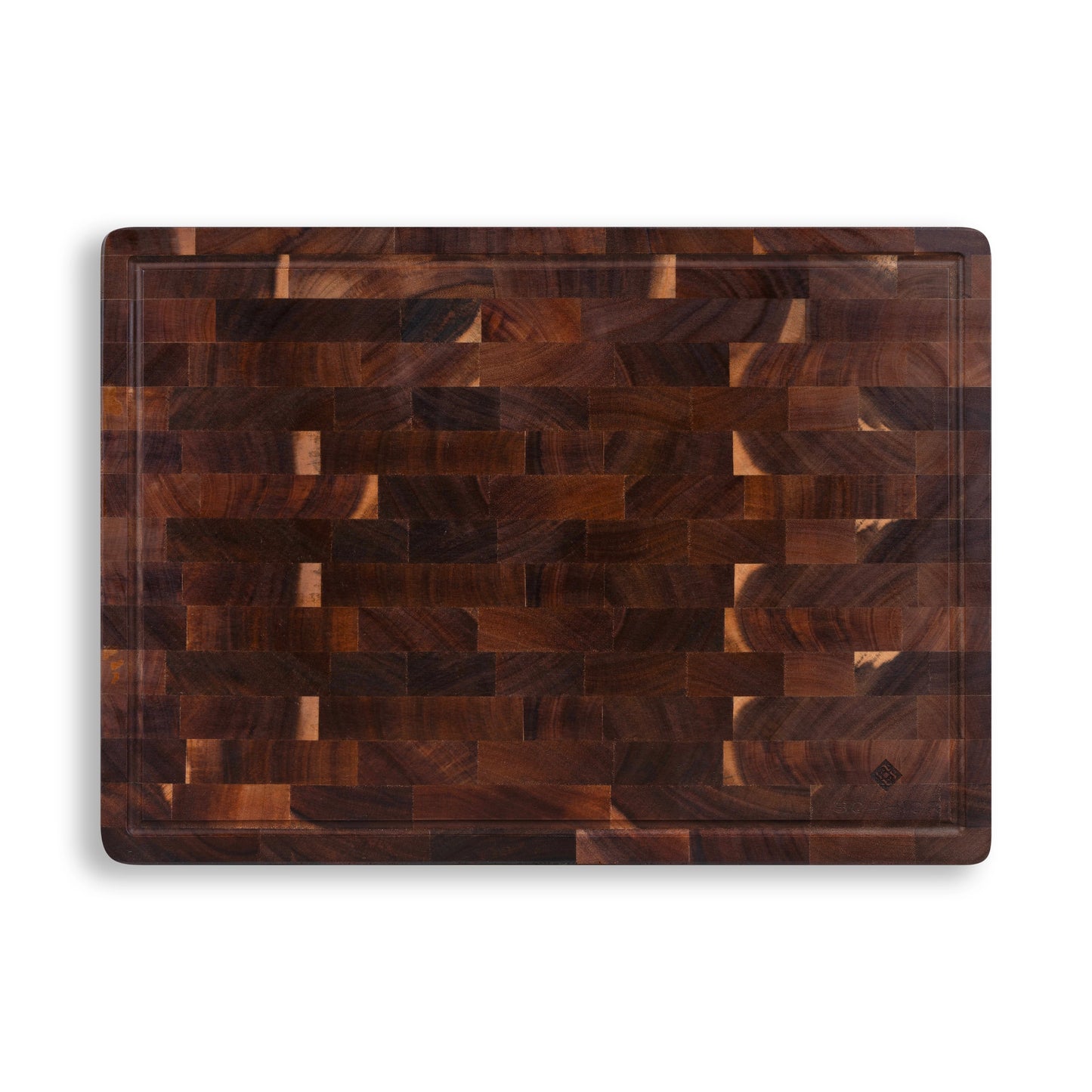 Houten Snijplank Acacia Kopshout 42x30x2,5 cm vooraanzicht met sapgeul