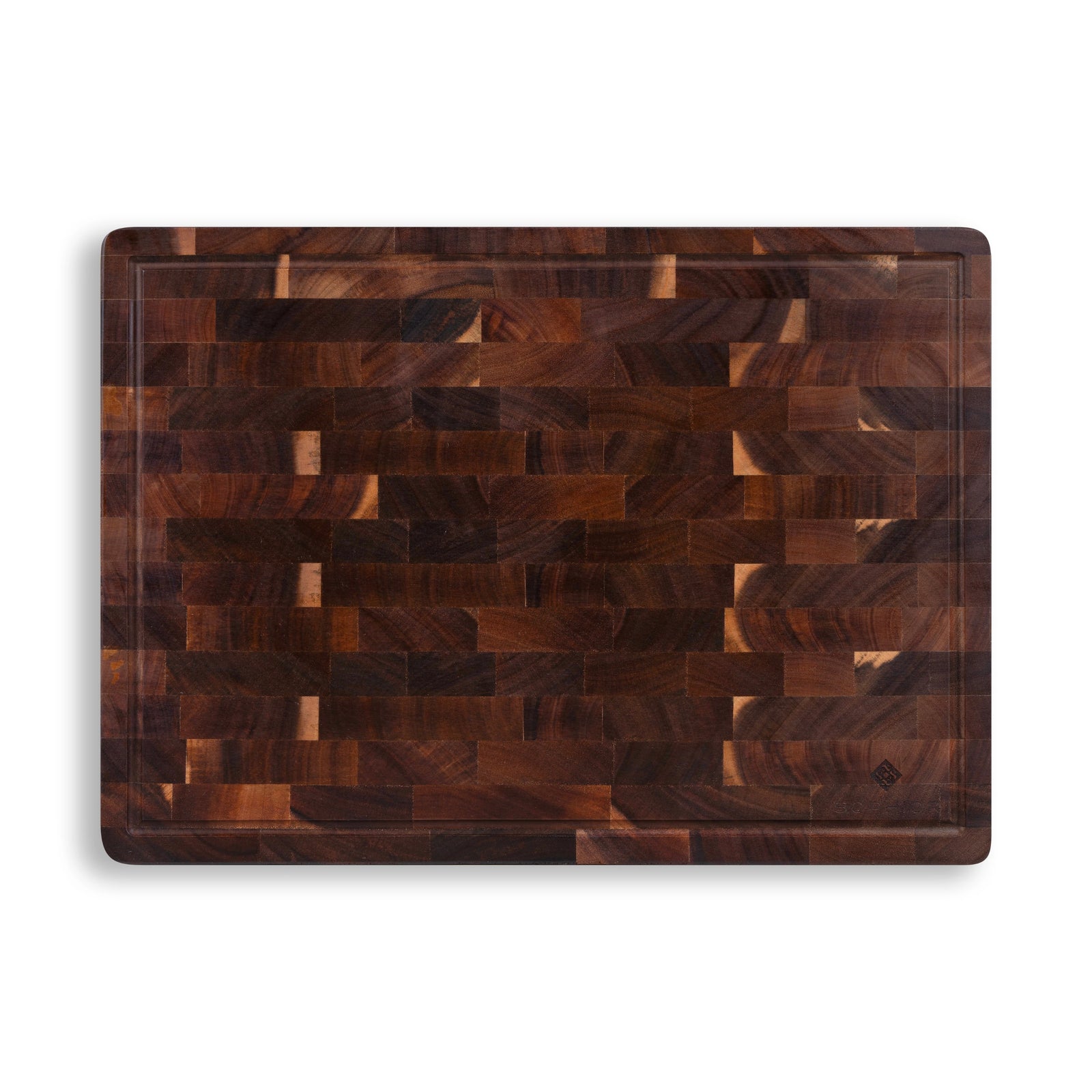 Houten Snijplank Acacia Kopshout 42x30x2,5 cm vooraanzicht met sapgeul