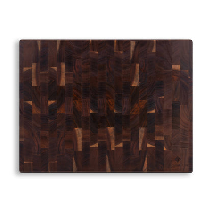 Houten Snijplank Acacia Kopshout – 45×35×4 cm bovenaanzicht met kopshout-mozaïekpatroon en SOPHIOR-logo