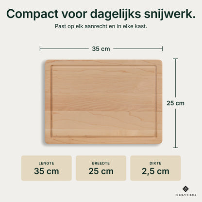 Houten Snijplank Esdoorn - 35×25×2,5 cm - infographic afmetingen