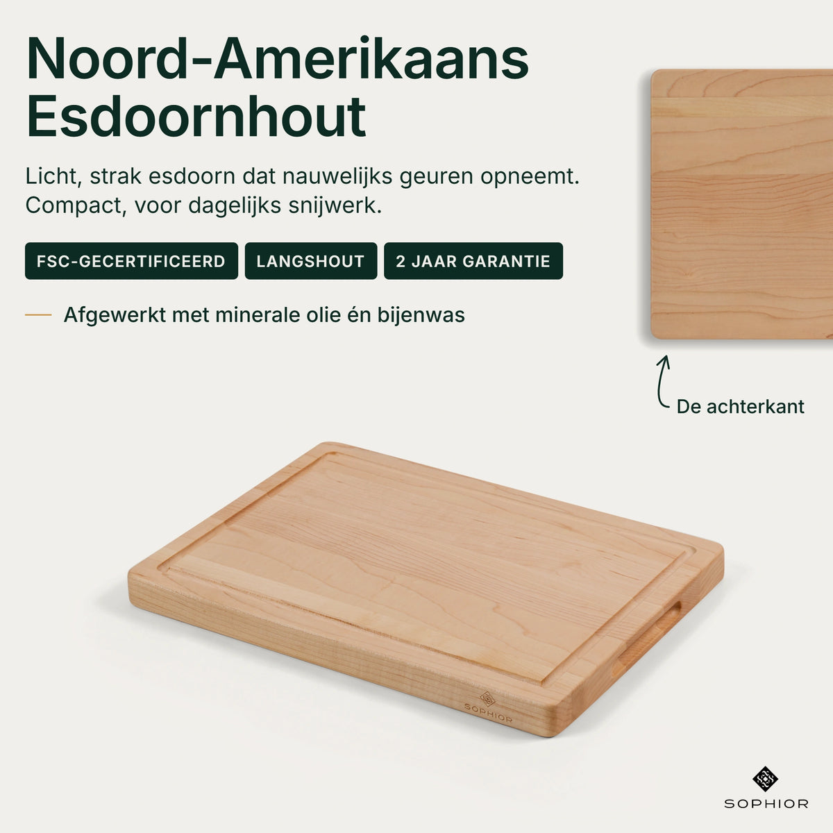 Houten Snijplank Esdoorn - 35×25×2,5 cm - infographic hero