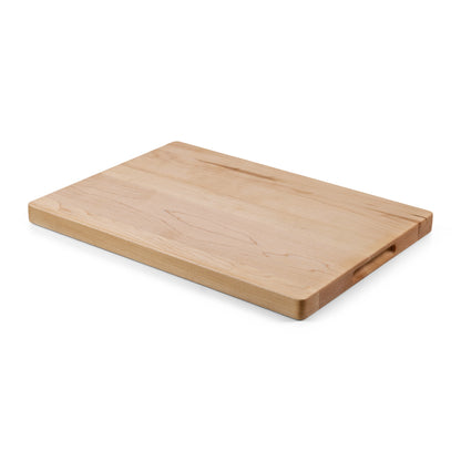 Houten Snijplank Esdoorn 42x30x2,5 cm achterkant schuin aanzicht met handgreep