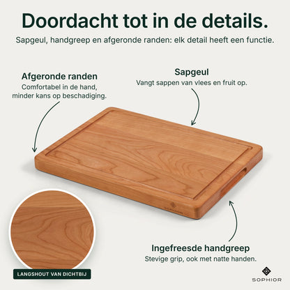 Houten Snijplank Kersen - 35×25×2,5 cm - infographic details