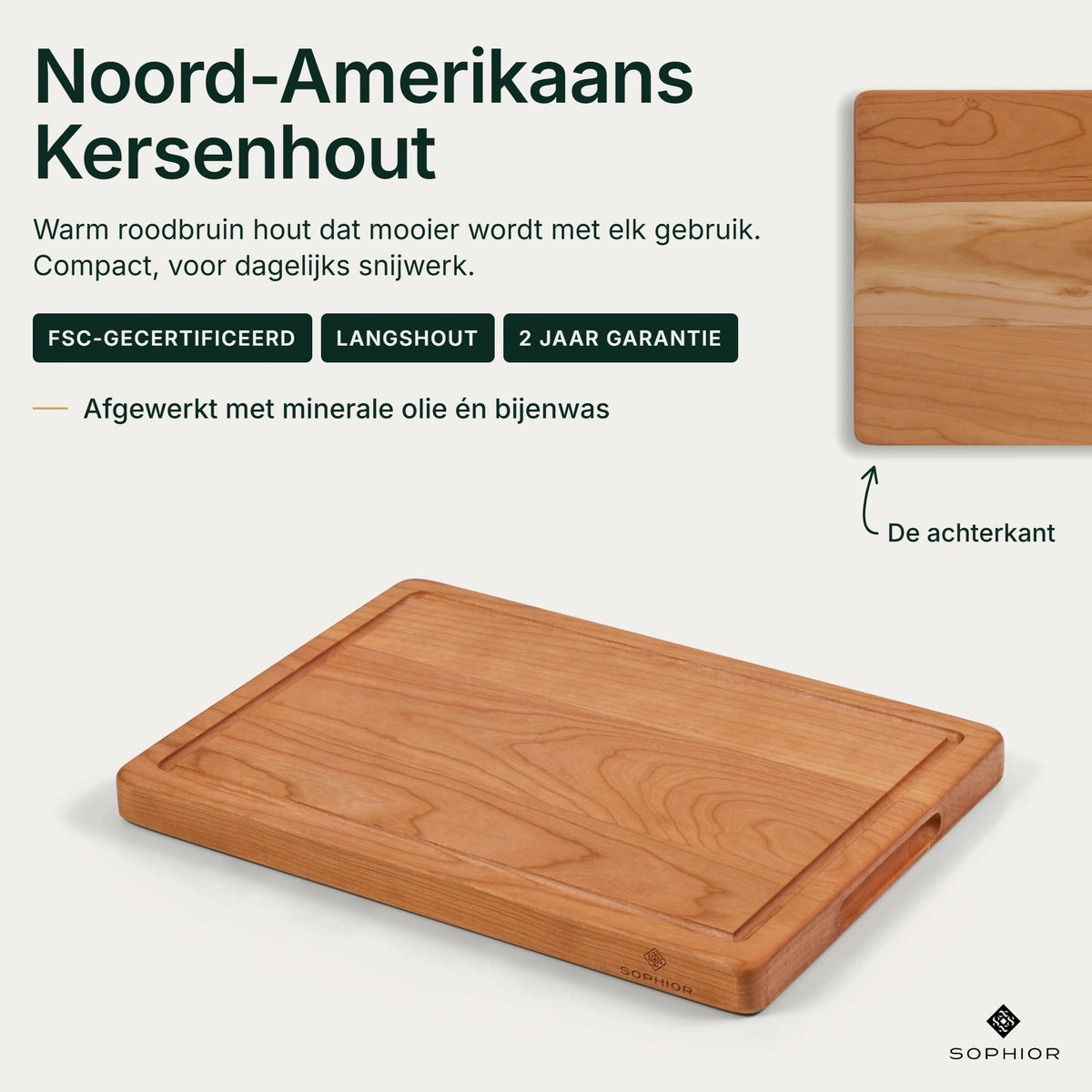 Houten Snijplank Kersen - 35×25×2,5 cm - infographic hero