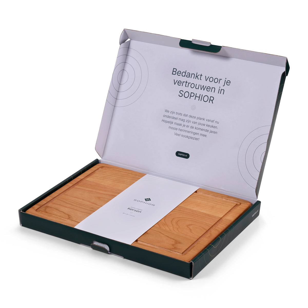 Houten Snijplank Kersen - 35×25×2,5 cm - verpakking open