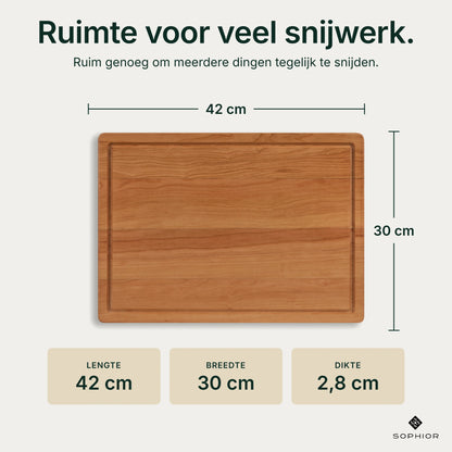 Houten Snijplank Kersen - 42×30×2,8 cm - infographic afmetingen