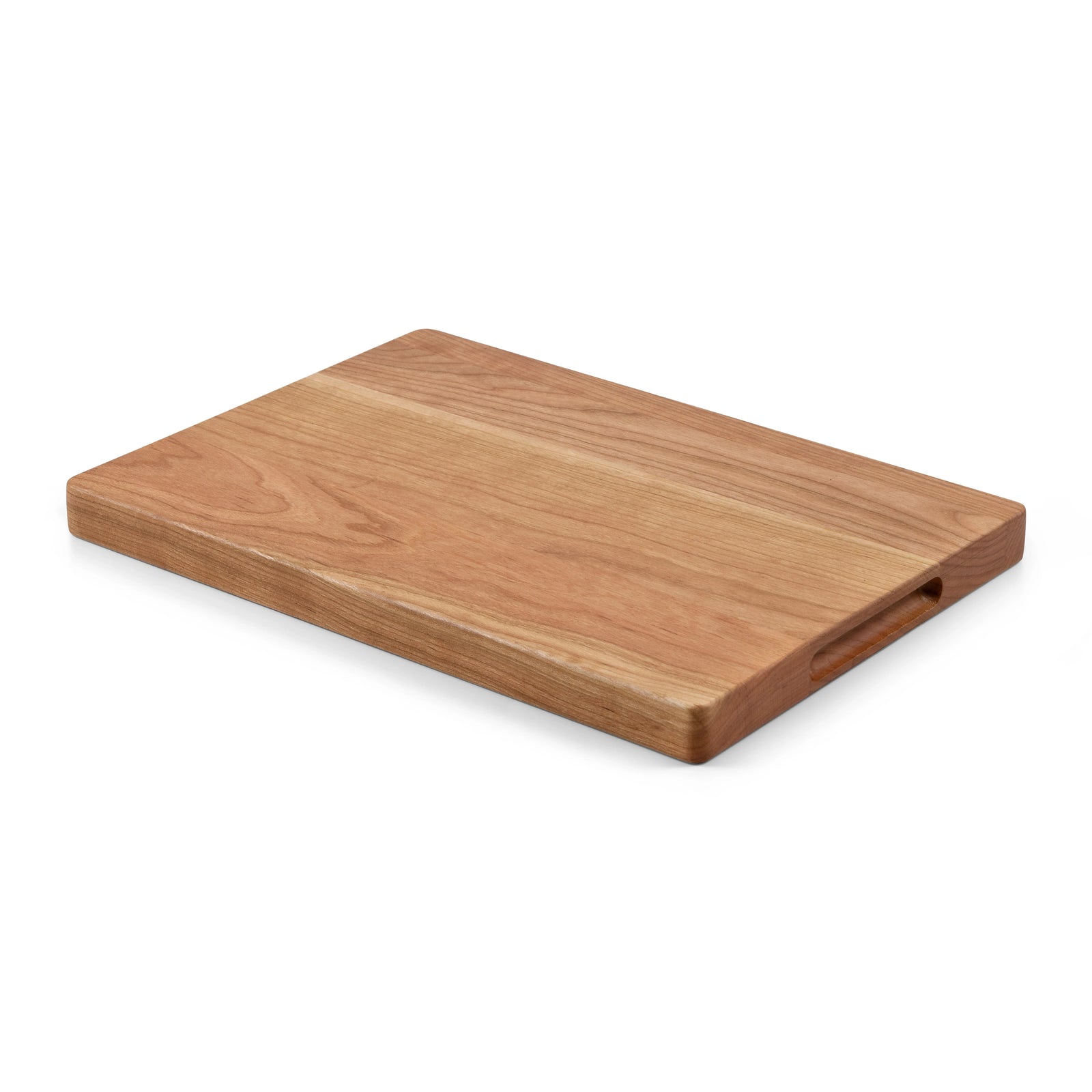 Houten Snijplank Kersen – 35×25×2,5 cm achterkant gladde zijde met handgreepuitsparing