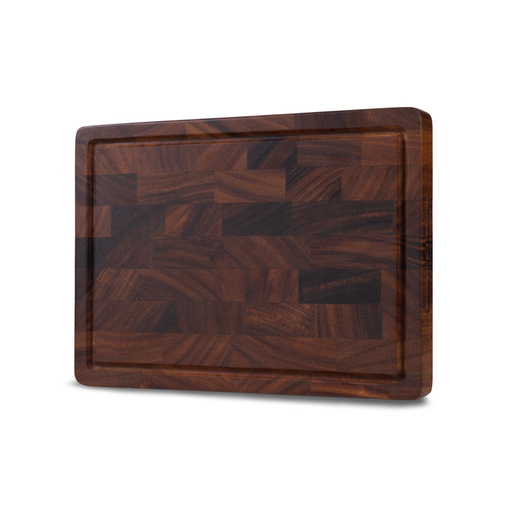 Houten snijplank walnoot kopshout 35×25×3,2 cm, schuin van voren gezien