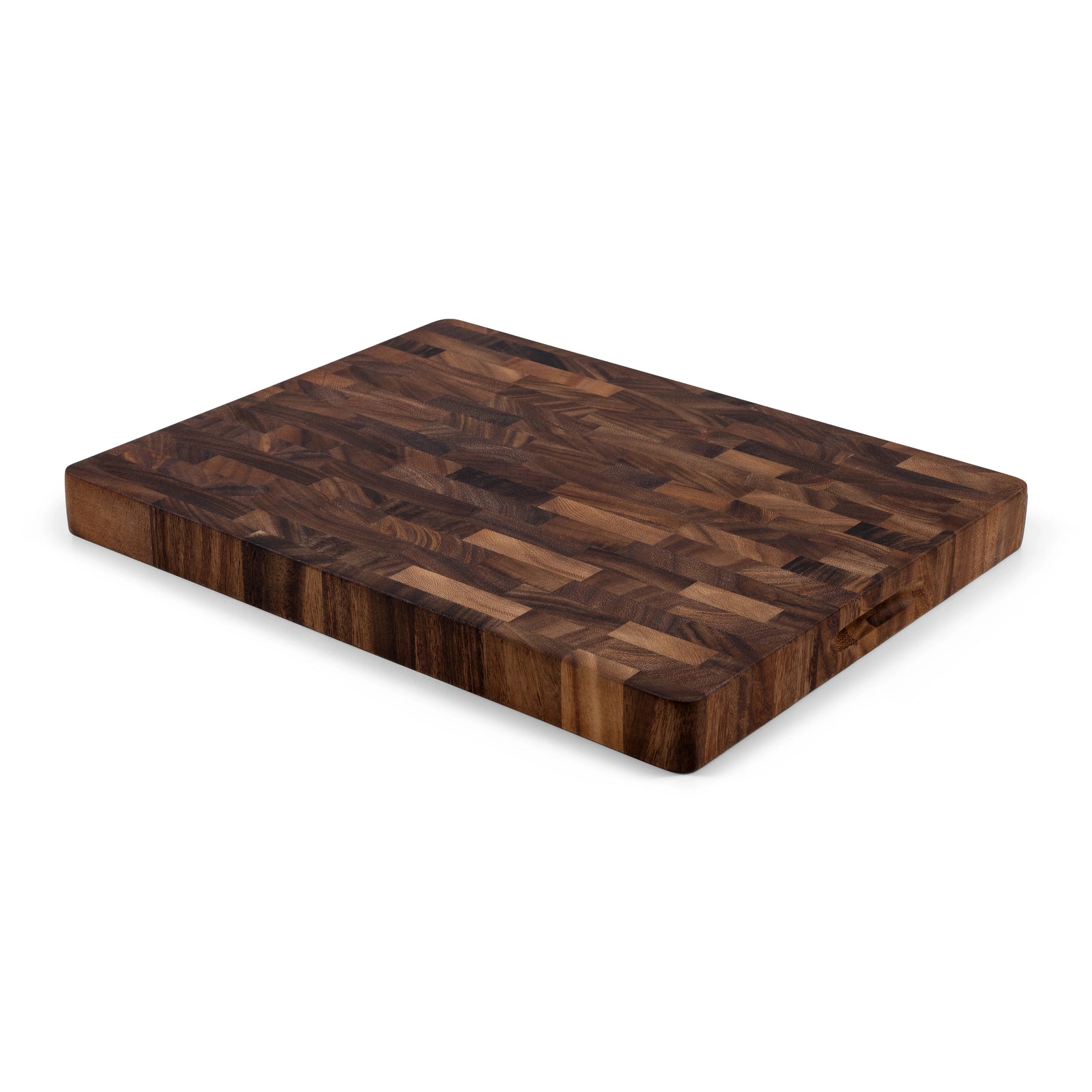 Houten Snijplank Walnoot Kopshout – 45×35×4 cm achterkant met handvat-uitsparing