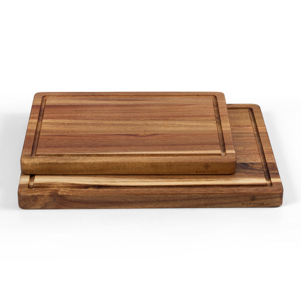 Houten Snijplankenset Acacia - 2 Planken - gestapeld