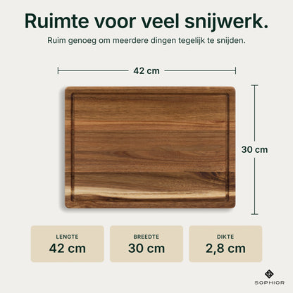 Houten Snijplankenset Acacia - 2 Planken - infographic afmetingen 42×30