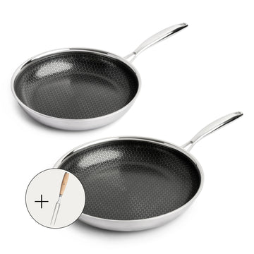 Hybride Koekenpannenset 24/28cm - PFAS-vrij - Inclusief Vleesvork
