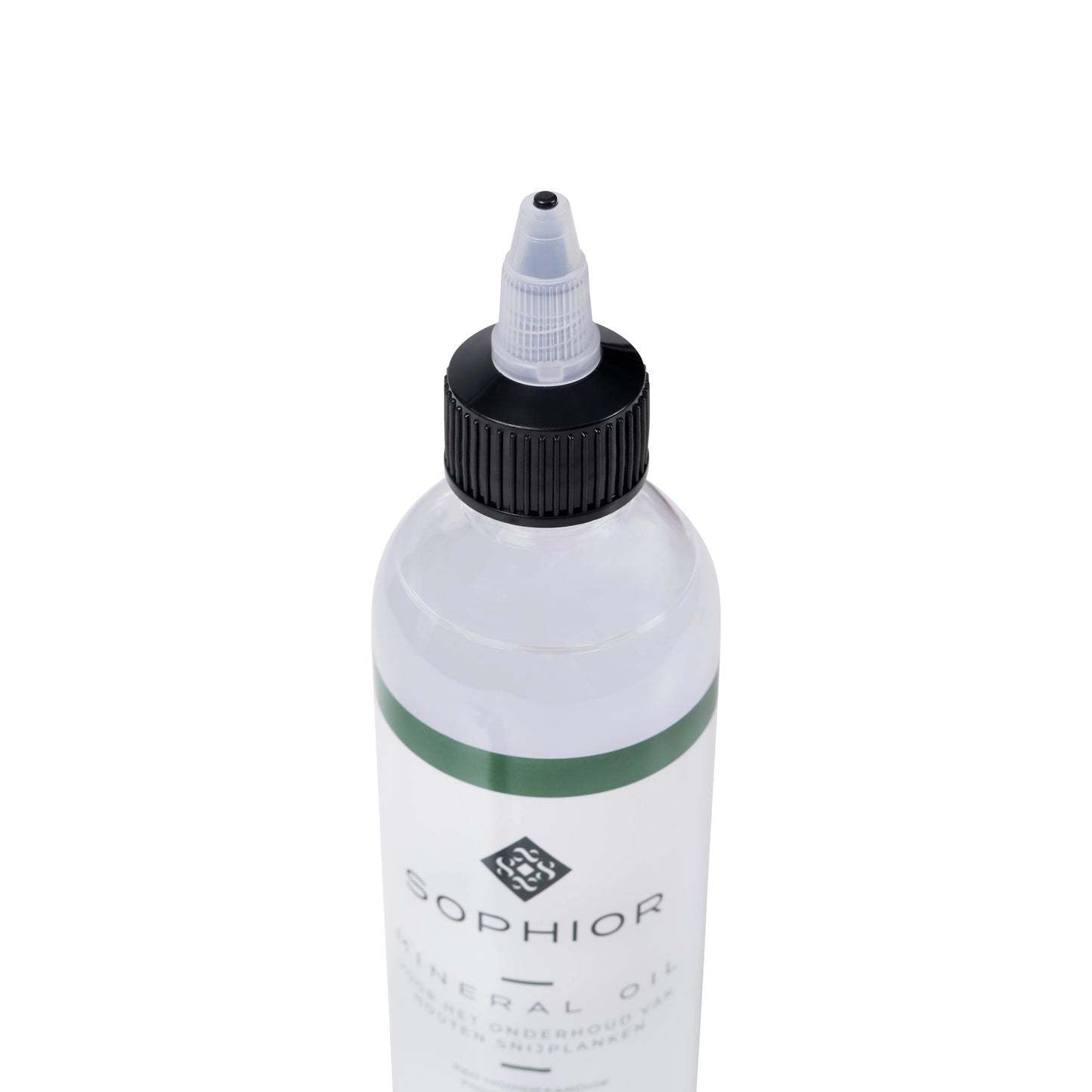 SOPHIOR minerale olie 250 ml bovenaanzicht fles met schroefdop