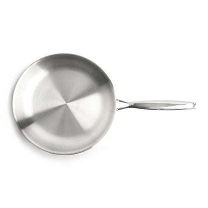 RVS koekenpan Ø24 cm bovenaanzicht met geborsteld RVS-oppervlak