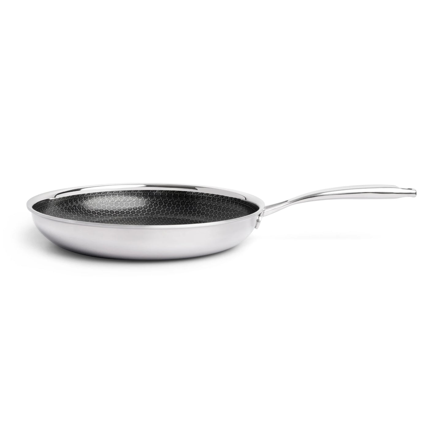 Hybride Koekenpan 28cm PFAS-vrij zijaanzicht van pan met RVS handvat