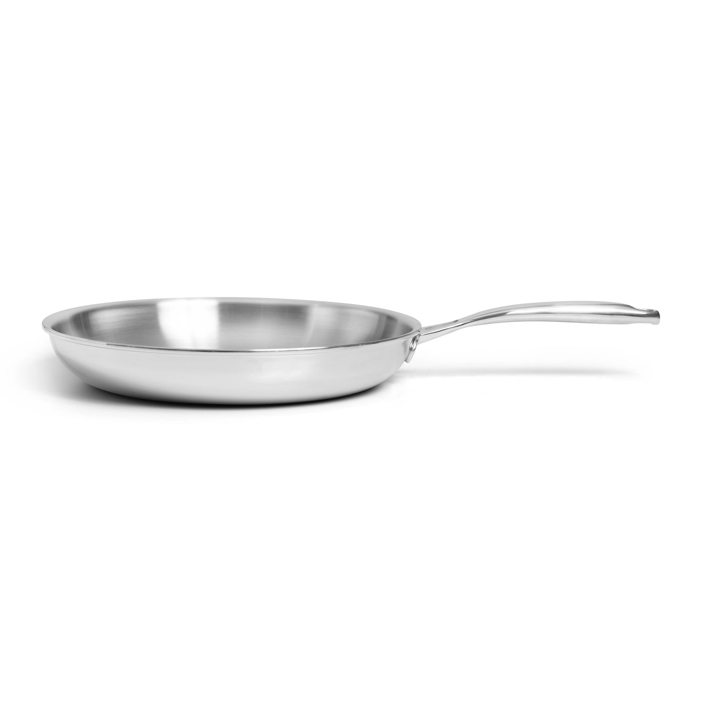 SOPHIOR RVS koekenpan 28 cm zijaanzicht met gelast handvat