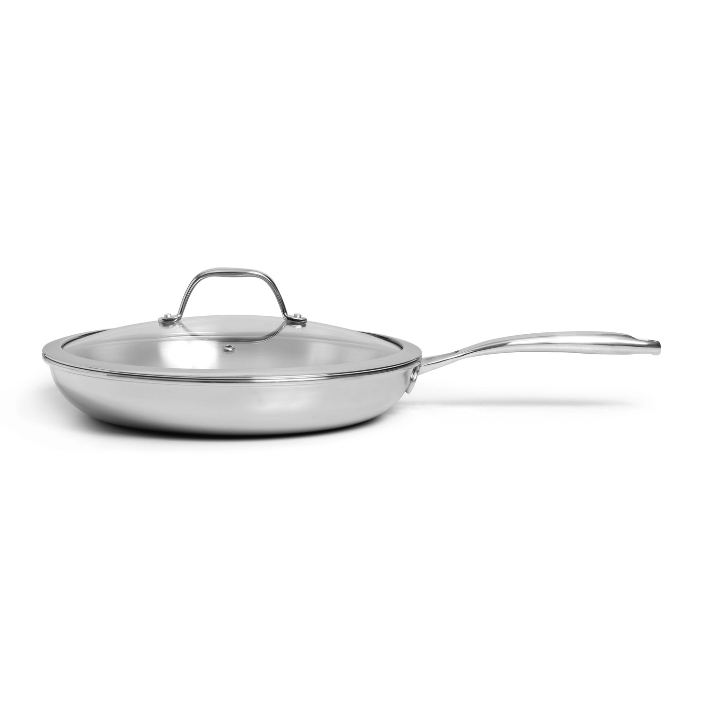 SOPHIOR hybride koekenpan 28 cm met glazen deksel zijaanzicht