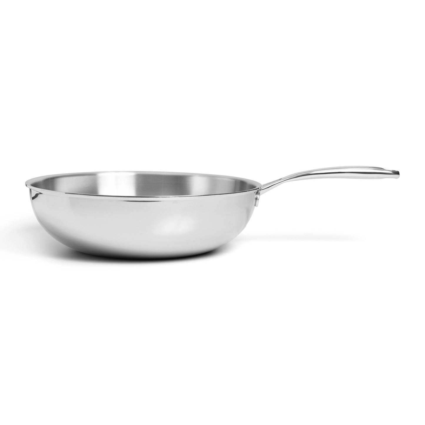 SOPHIOR RVS wokpan 30 cm zijaanzicht met gelast handvat