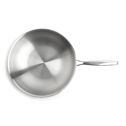 SOPHIOR RVS wokpan 30 cm bovenaanzicht met geborsteld RVS-oppervlak