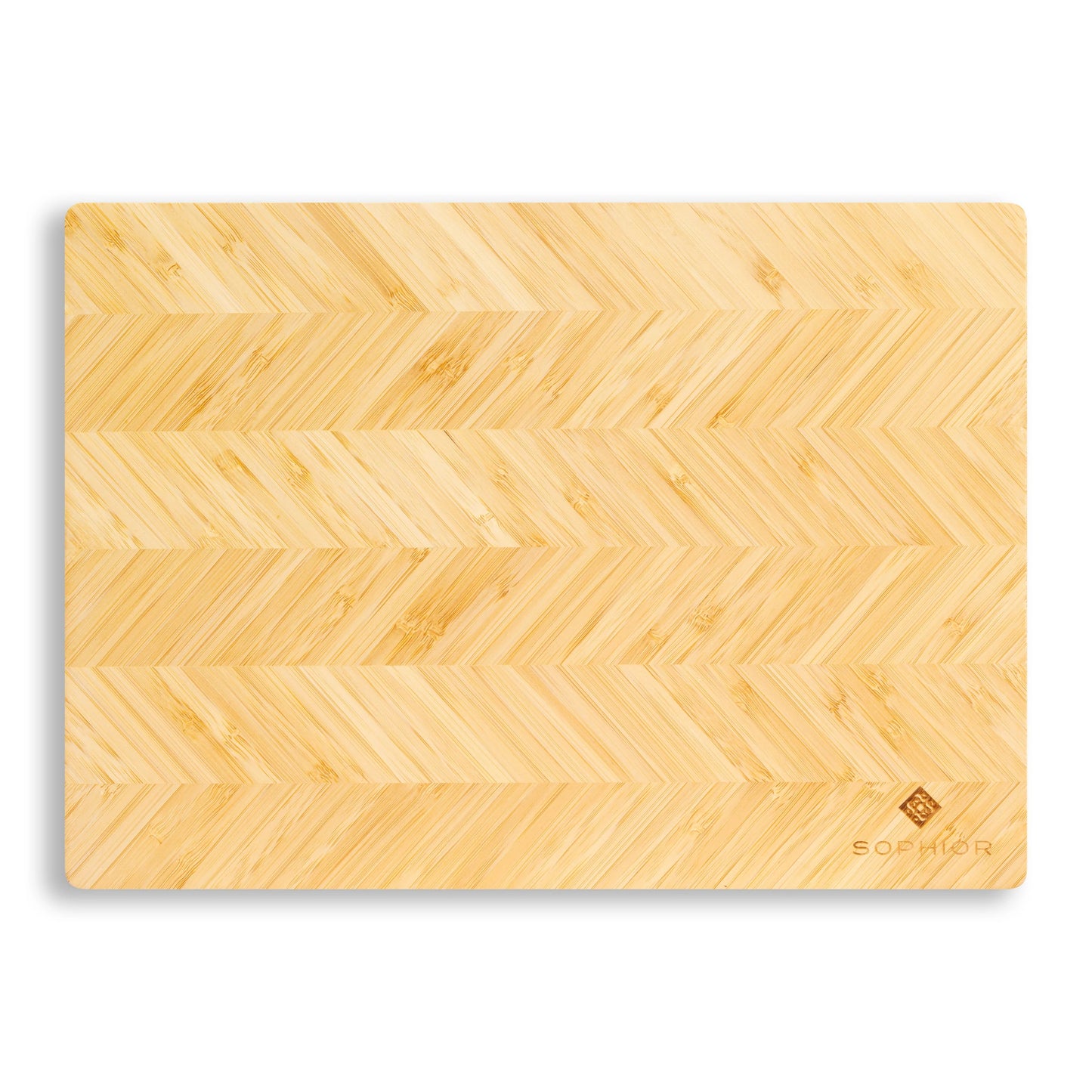 Bamboe Snijplank – 35×25×1,8 cm vooraanzicht met visgraat-patroon