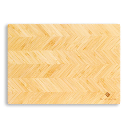 Bamboe Snijplank – 35×25×1,8 cm vooraanzicht met visgraat-patroon