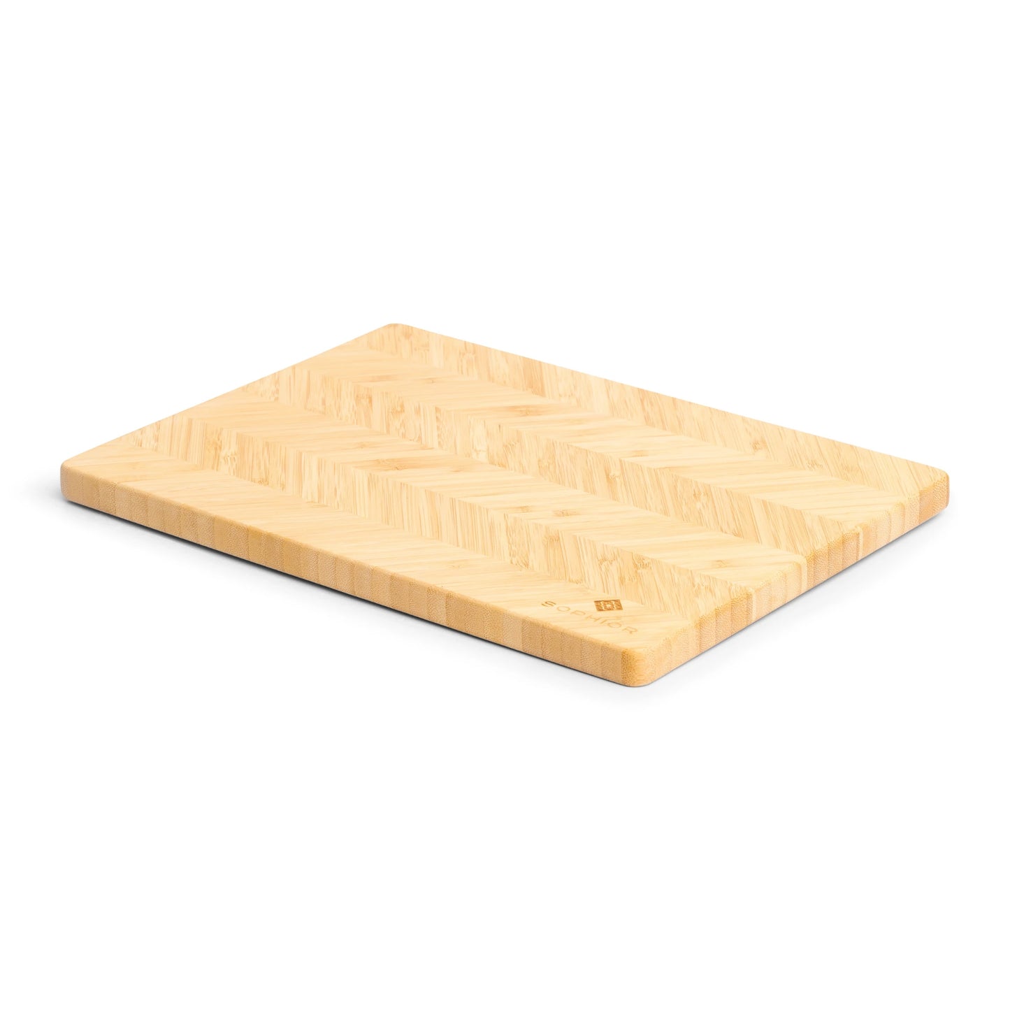 Bamboe Snijplank – 35×25×1,8 cm vanuit de hoek met visgraat-patroon