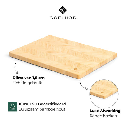 Bamboe Snijplank – 35×25×1,8 cm infographic met FSC-certificering en luxe afwerking