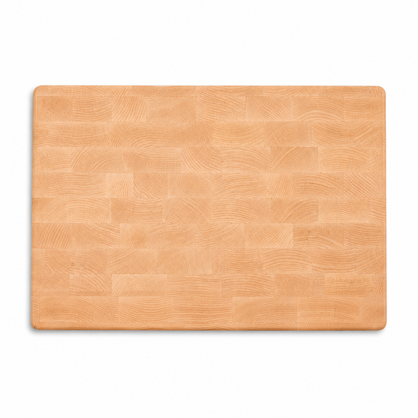 Houten snijplank van esdoorn kopshout, 45x35x4 cm, licht hout met geïntegreerde handvaten, van SOPHIOR